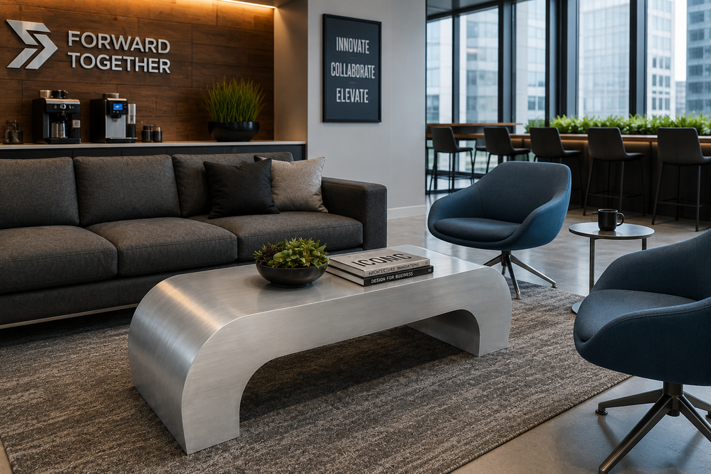 Brushed Aluminum Arch Coffee Table