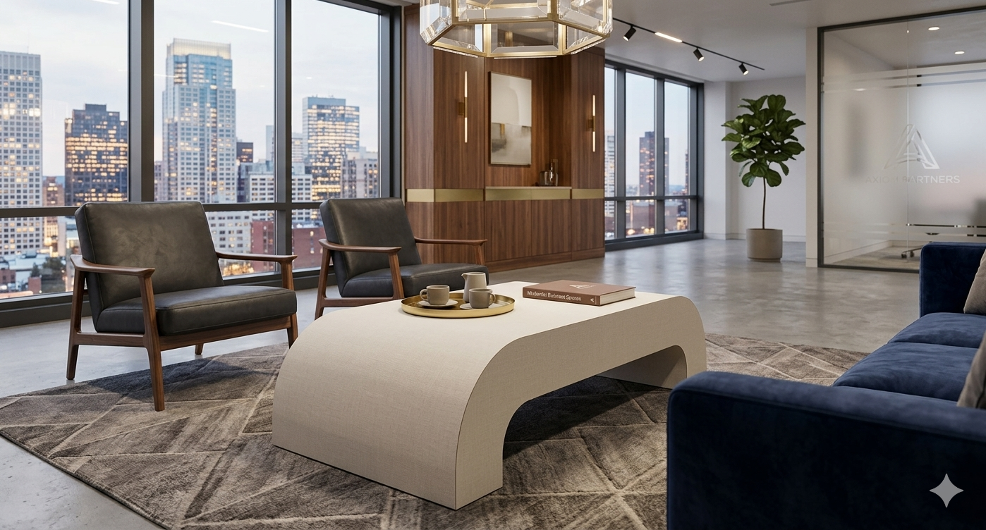 Crisp Linen Modern Arch Coffee Table