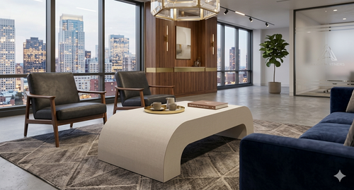 Crisp Linen Modern Arch Coffee Table