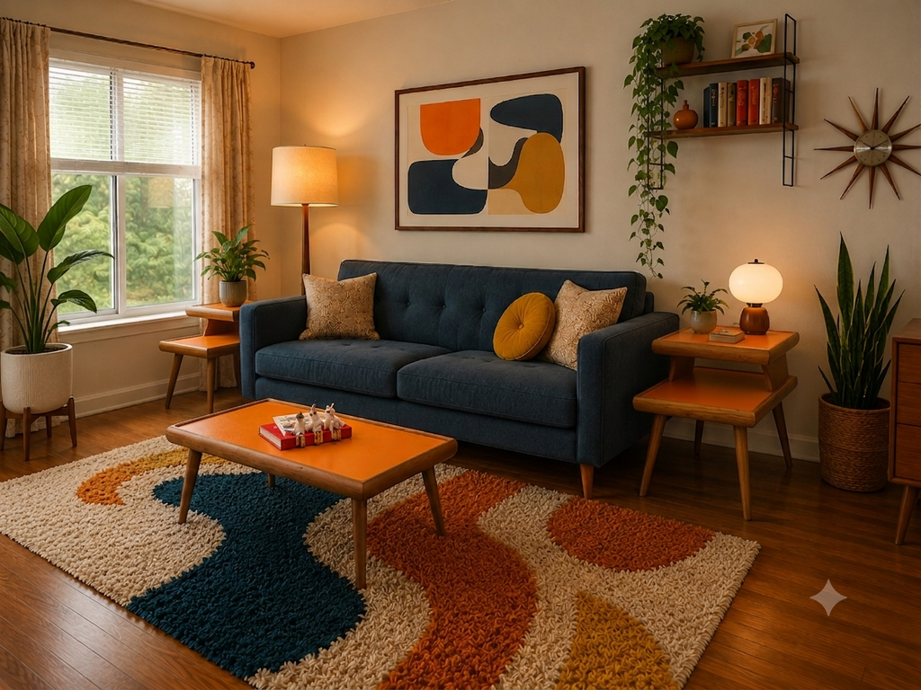 Vintage Mid-Century Modern End Tables and Matching Coffee Table