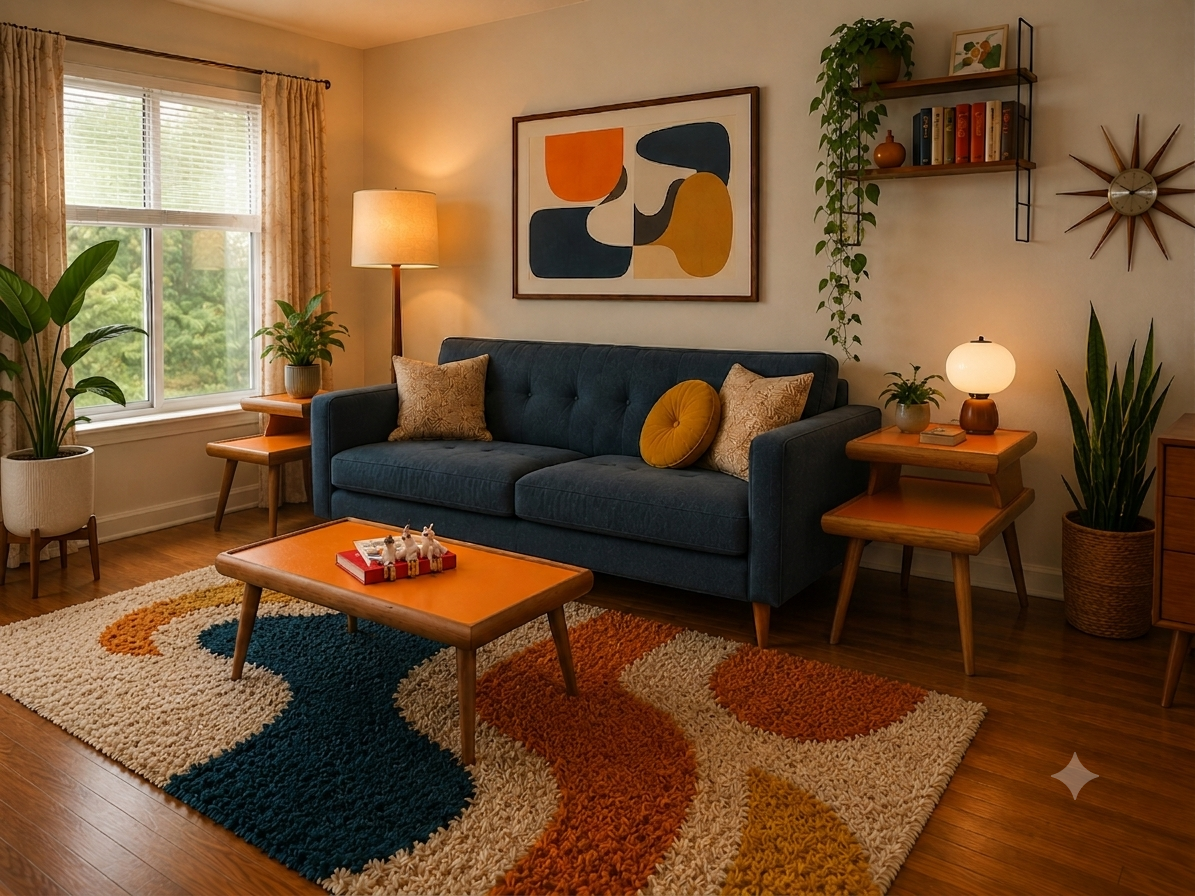Vintage Mid-Century Modern End Tables and Matching Coffee Table