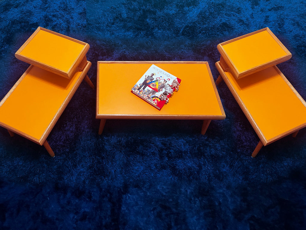 Vintage Mid-Century Modern End Tables and Matching Coffee Table