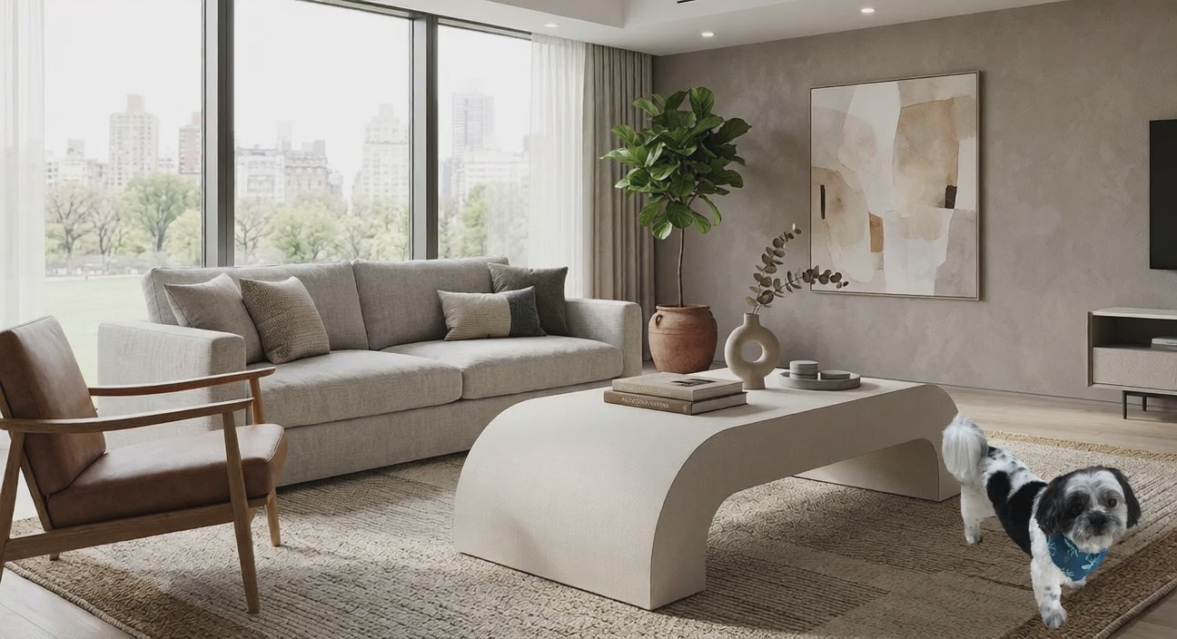 Crisp Linen Modern Arch Coffee Table