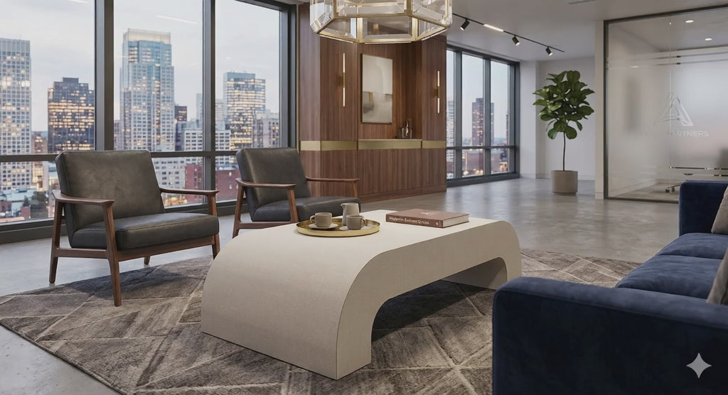 Crisp Linen Modern Arch Coffee Table